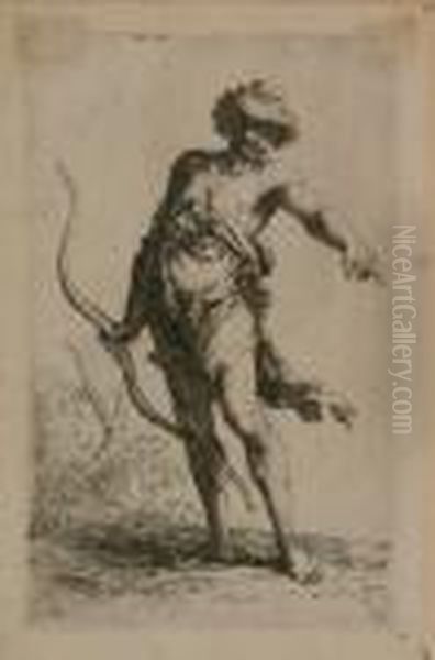 Man With A Bow
 And
Three Figures, Oneseated Oil Painting by Salvator Rosa