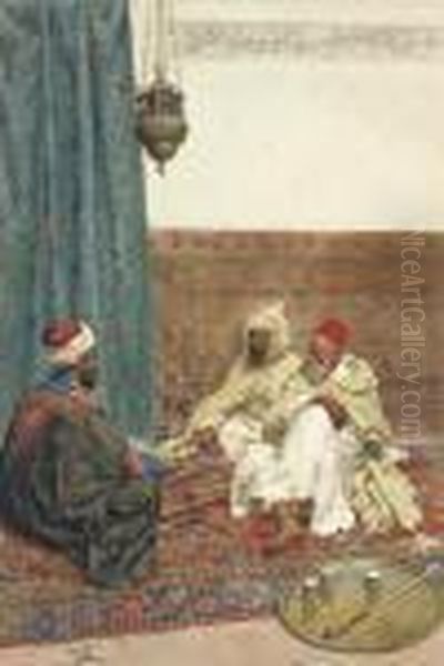 A Game Of Tavli Oil Painting by Giulio Rosati