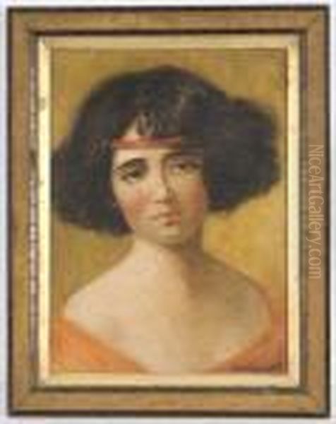 Portrait Of Agypsy Girl. Oil Painting by Harry Herman Roseland