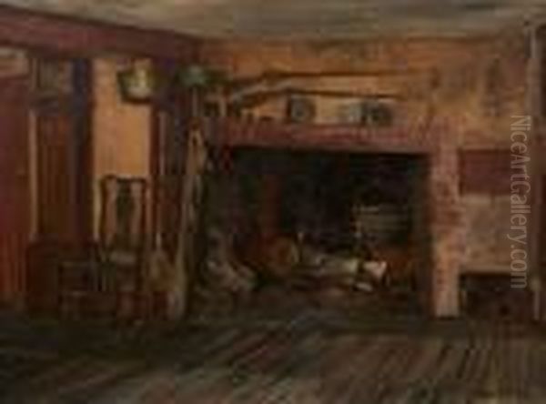 American Colonial Interiors (a Pair) Oil Painting by Harry Herman Roseland