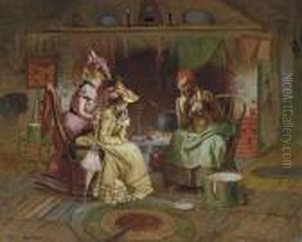 Reading The Tea Leaves Oil Painting by Harry Herman Roseland