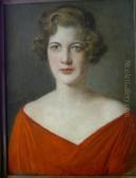 Portrait Of A Lady, Possibly The Artist's Daughter Oil Painting by Harry Herman Roseland