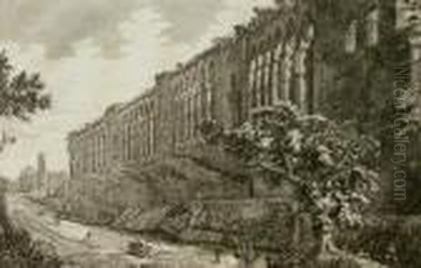 Veduta Della Mura Di Roma, 
Dalla Parte Interna Dellacita Vicino Alla Porta Celimontana Oil Painting by Luigi Rossini