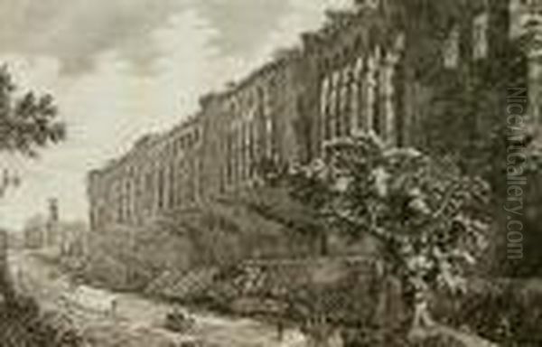 Veduta Della Mura Di Roma, 
Dalla Parte Interna Della Cita Vicino Alla Porta Celimontana Oil Painting by Luigi Rossini