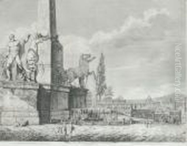 Veduta Di Monte Cavallo Al Quirinale Oil Painting by Luigi Rossini