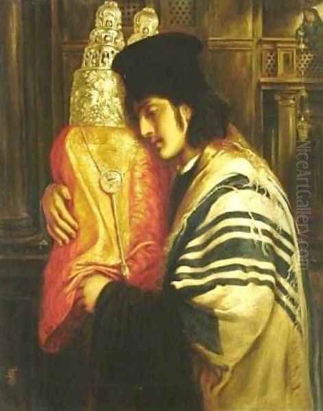 Young Man Holding Lord's Prayer Oil Painting by Simeon Solomon