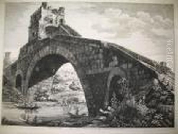 Ponte Salario. Radierung Aus Le 
Antichita Romane 1822.ca.40:56cm. (211) Bogen Angeschmutzt Oil Painting by Luigi Rossini