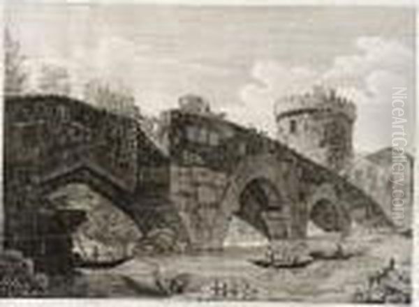 Le Antichita Dei Contorni Di Roma. Rome Oil Painting by Luigi Rossini