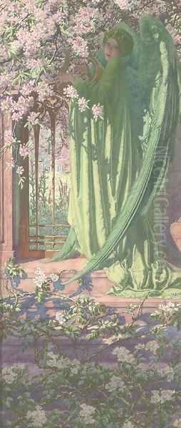 La femme au luth Oil Painting by Carlos Schwabe