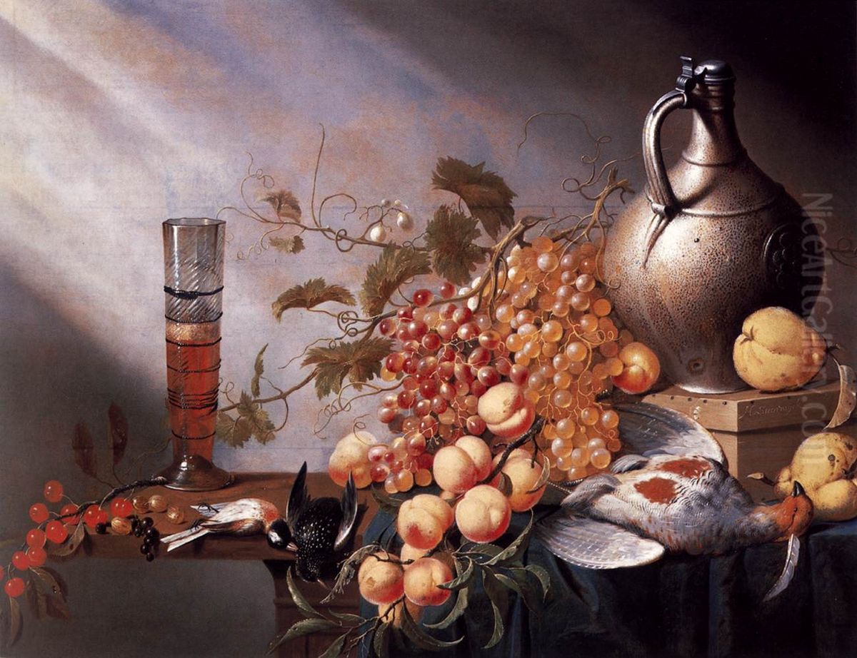 Still-Life of Fruit and Dead Fowl Oil Painting by Harmen Steenwijck