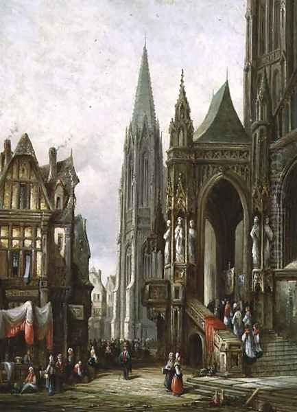 Ecclesiastical Procession Entering a Cathedral Oil Painting by Henry Thomas Schafer