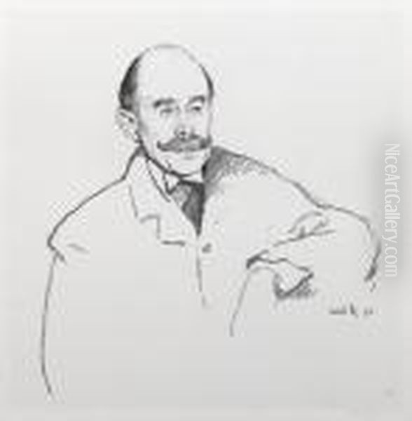 Pater Walter Oil Painting by William Rothenstein