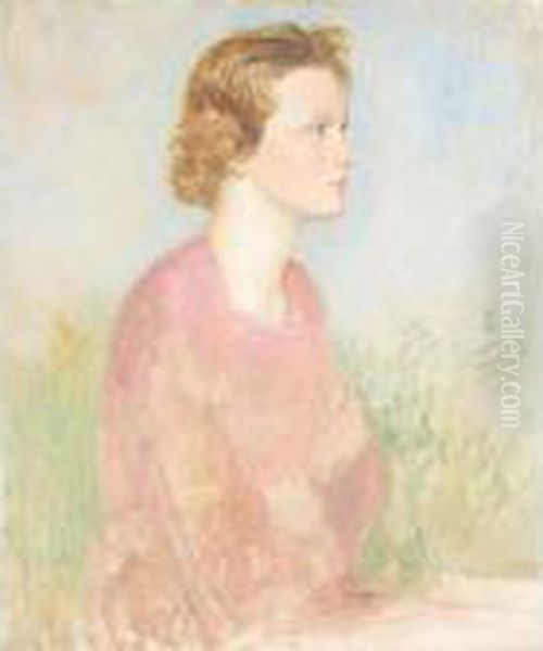 Portrait Of Joan Waters Oil Painting by William Rothenstein