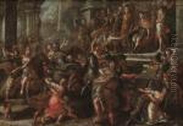 The Rape Of The Sabines Oil Painting by Hans Rottenhammer