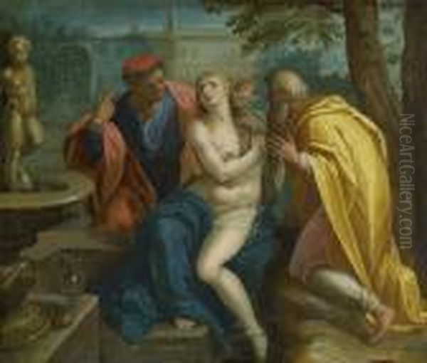 Susanna Und Die Beiden
 Alten Oil Painting by Hans Rottenhammer