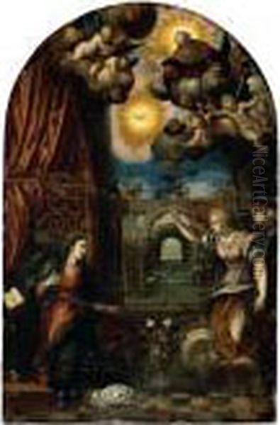 The Annunciation To The Virgin Oil Painting by Hans Rottenhammer