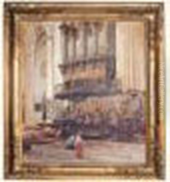 Assemblee Ecclesiastique Sous 
Les Grandes Orgues De La Basilique Saint-sauveur D'aix-en-provence Oil Painting by Henri Julien Rousseau