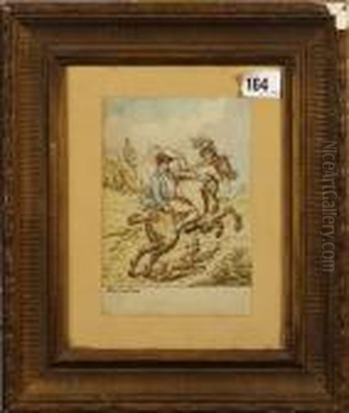 Tandemryttare Oil Painting by Thomas Rowlandson