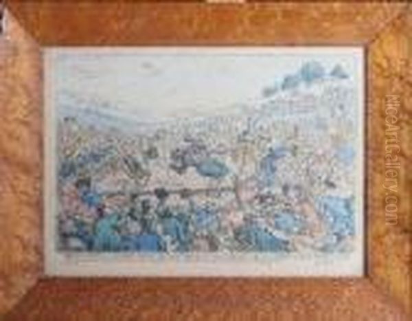 Rural Sports, A Milling Match, ... Betwixt Cribb Andmolineaux Oil Painting by Thomas Rowlandson