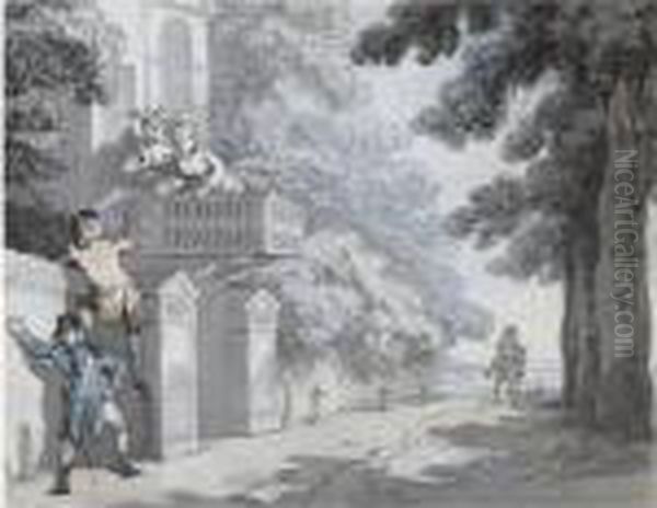 The Art Of Scaling Oil Painting by Thomas Rowlandson