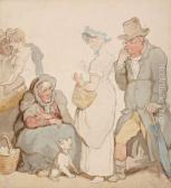 Scene De Rue Oil Painting by Thomas Rowlandson