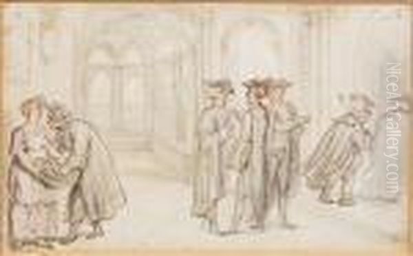 College Days Oil Painting by Thomas Rowlandson