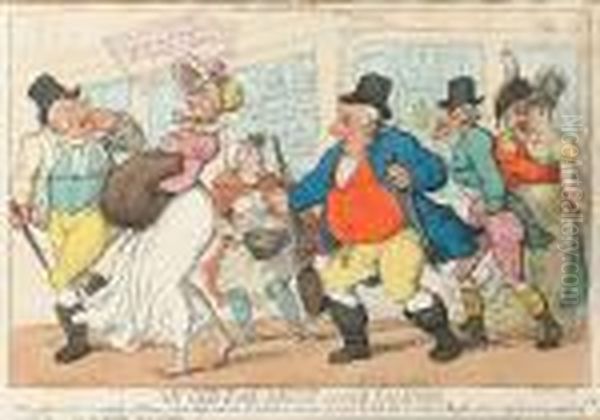 An Old Ewe Drest Lamb Fashion Oil Painting by Thomas Rowlandson