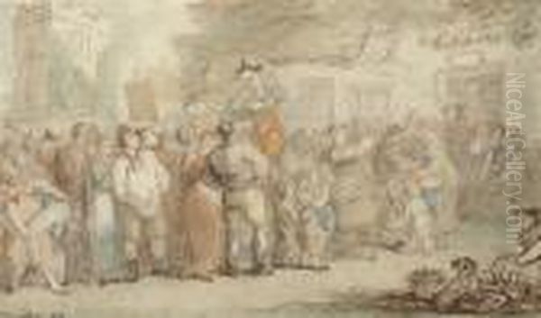 The Village Violinist Oil Painting by Thomas Rowlandson