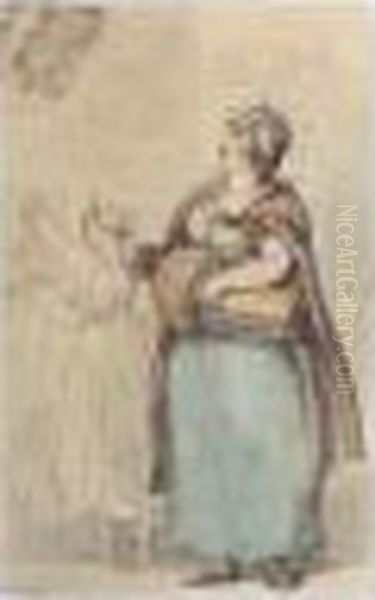 A Gentleman Admiring Female Musicians Playing At His Window Oil Painting by Thomas Rowlandson