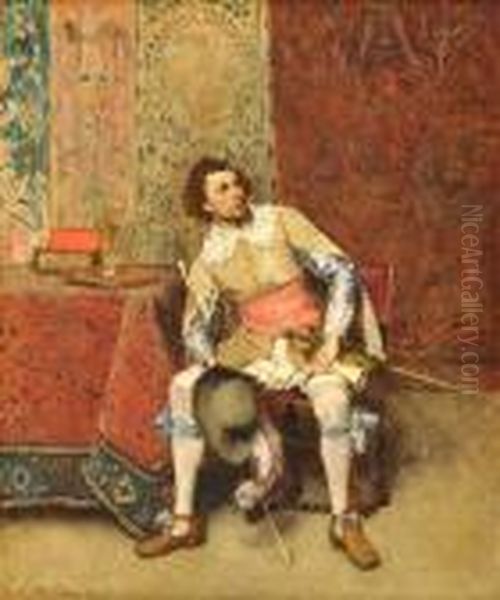 Mousquetaire Assis Oil Painting by Ferdinand Victor Leon Roybet