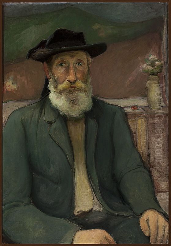 Self-Portrait in a Breton Hat Oil Painting by Wladyslaw Slewinski