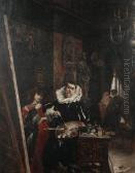 The Artist At Work Oil Painting by Ferdinand Victor Leon Roybet