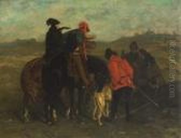Vorbereitung Zur
 Falkenjagd. Oil Painting by Ferdinand Victor Leon Roybet