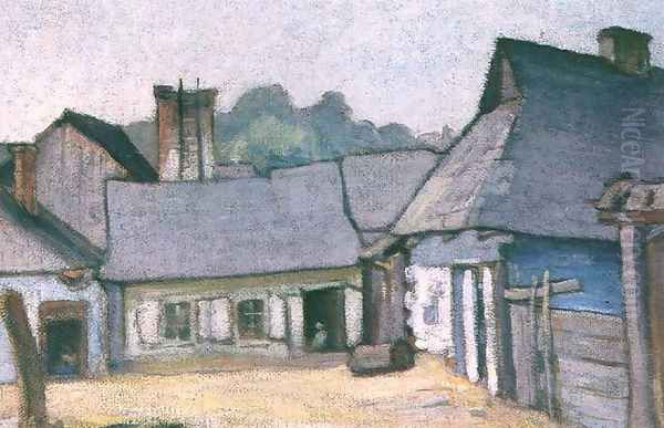 Kazimierz - Houses Oil Painting by Wladyslaw Slewinski