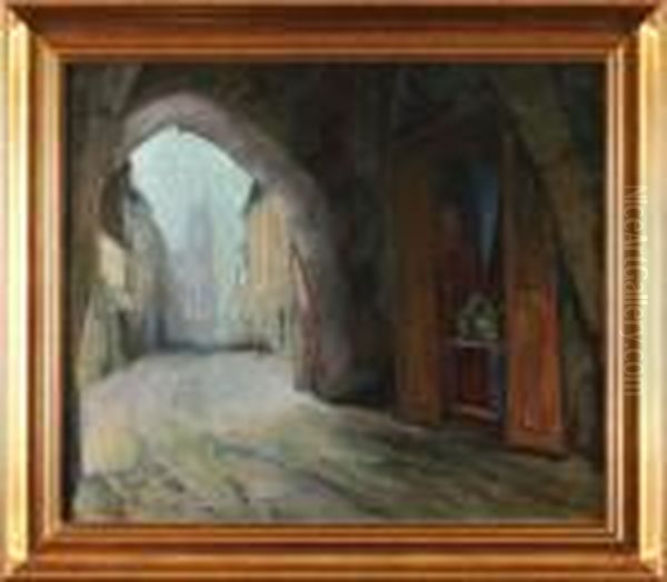 Ulica Florianska W Krakowie Oil Painting by Jan Rubczak