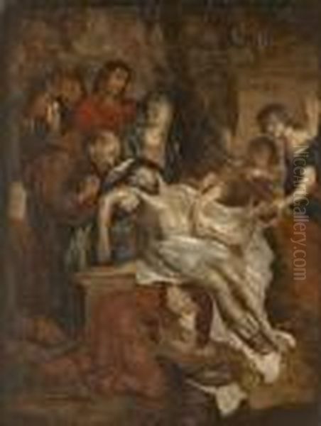 Grablegung Christi Mit Dem Heiligen Franziscus Oil Painting by (studio of) Rubens, Peter Paul