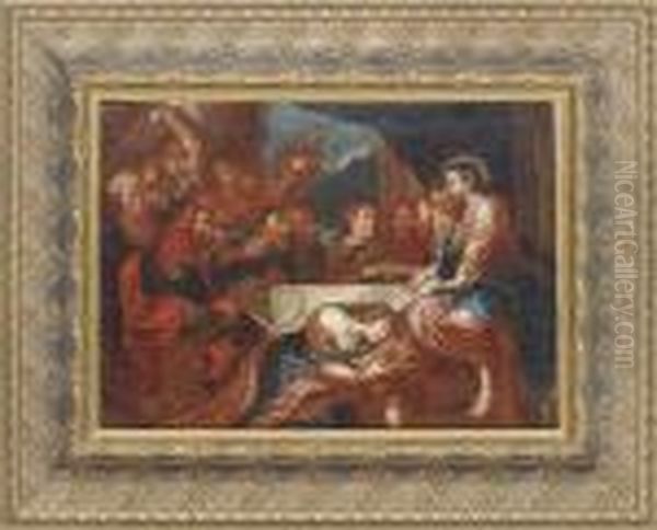 Feast In The House Of Simon Of Pharisee Oil Painting by (studio of) Rubens, Peter Paul