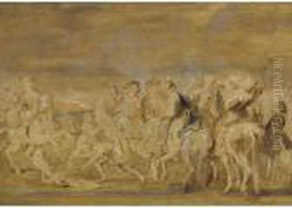 A Hawking Party Oil Painting by (studio of) Rubens, Peter Paul