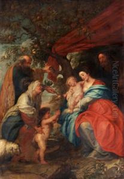 The Holy Family Under An Apple Tree Oil Painting by (studio of) Rubens, Peter Paul
