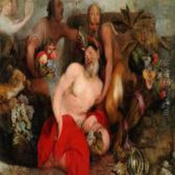 The Drunken Bacchus Surrounded Oil Painting by (studio of) Rubens, Peter Paul