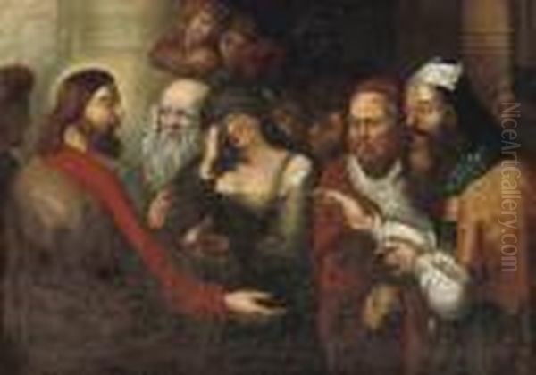 Rubens Christ And The Woman Taken Into Adultery Oil Painting by (studio of) Rubens, Peter Paul