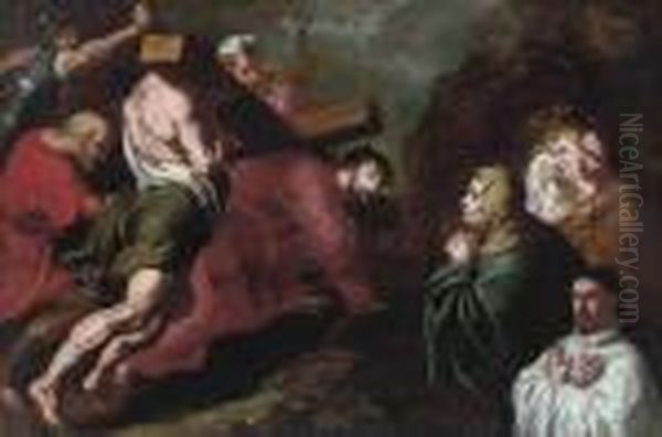 Christ On The Road To Calvary And A Donor Oil Painting by (studio of) Rubens, Peter Paul