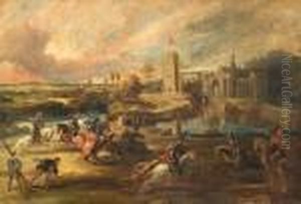 Le Tournois Pres Des Fosses Du Chateau De Steen Oil Painting by (studio of) Rubens, Peter Paul