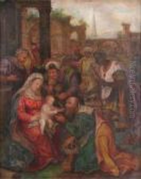 De Aanbidding Van De Wijzen Oil Painting by (studio of) Rubens, Peter Paul
