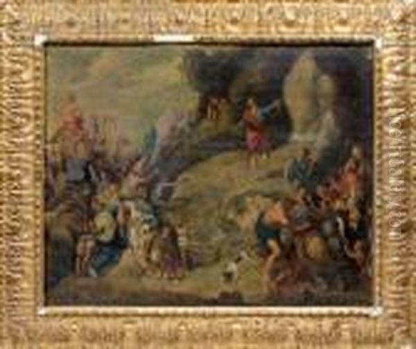 Moise Frappant Le Rocher Oil Painting by (studio of) Rubens, Peter Paul