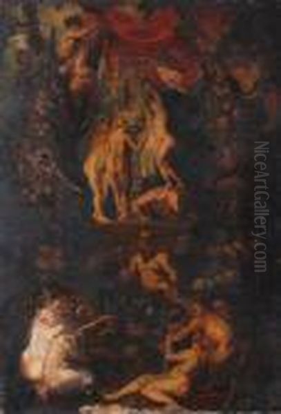 A Bacchanalianorgy Oil Painting by (studio of) Rubens, Peter Paul