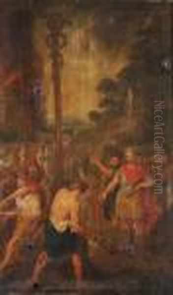 Figuresfighting Before A King Oil Painting by (studio of) Rubens, Peter Paul