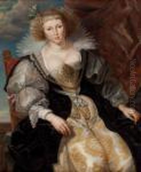 Sitz-portrait Seiner Zweiten Frau Helene Fourment Oil Painting by (studio of) Rubens, Peter Paul