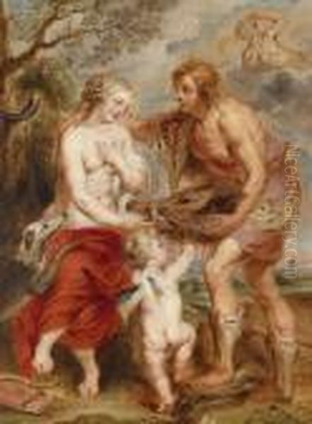 Meleagerpresenting To Atalanta The Head Of The Calydonian Boar Oil Painting by (studio of) Rubens, Peter Paul