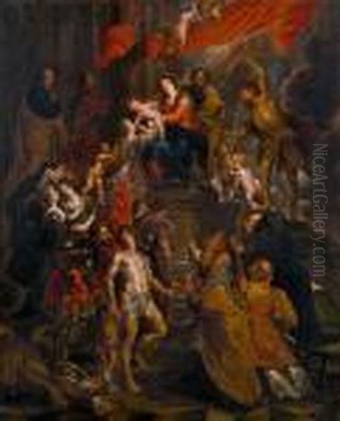 Die Madonna, Von Heiligen Verehrt Oil Painting by (studio of) Rubens, Peter Paul